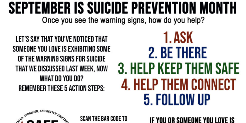 September is Suicide Awareness Month; What to do if you see the warning signs
