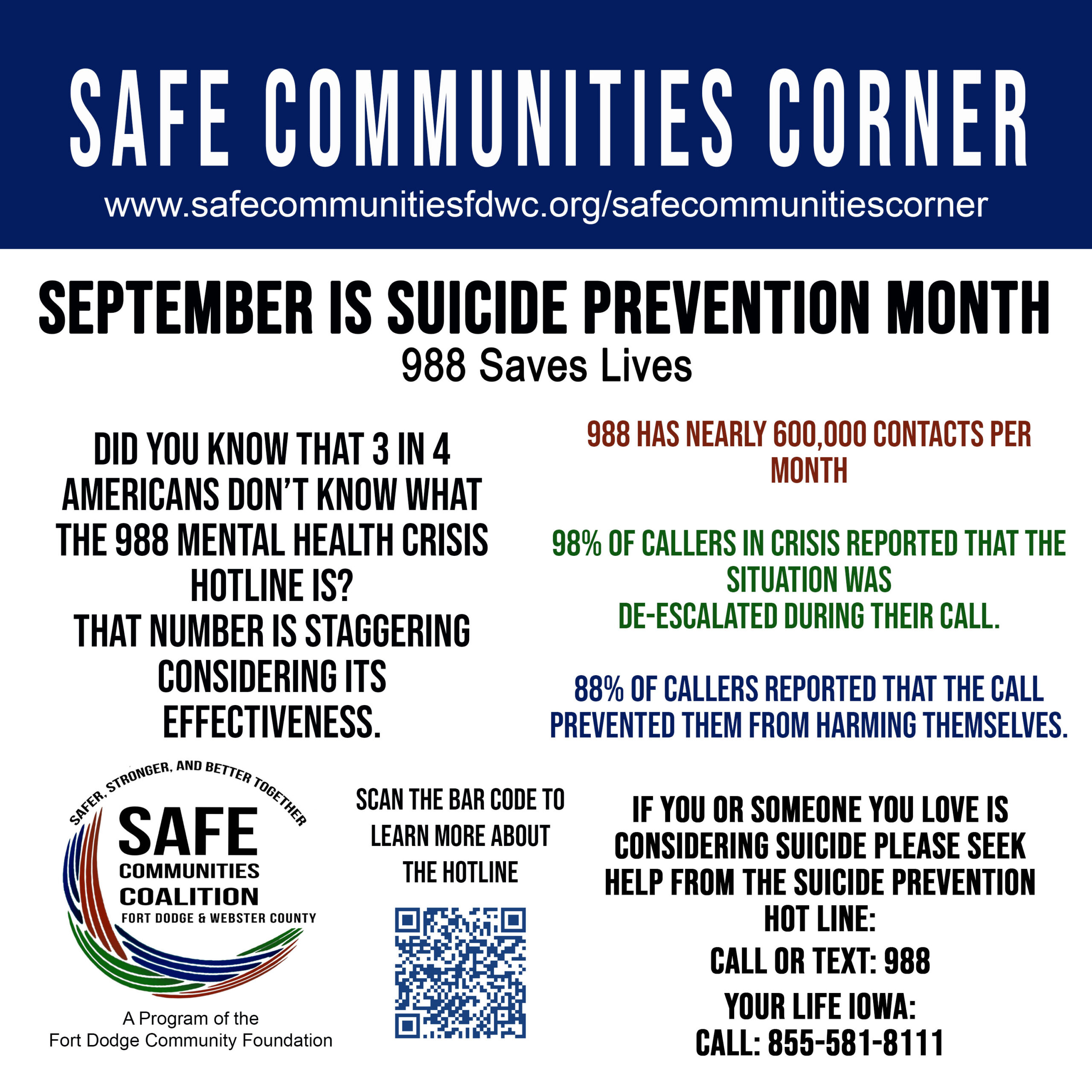 September is Suicide Prevention Month: 988 Saves Lives